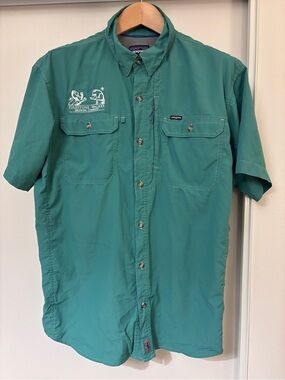 Patagonia Firestone Mens Sol Patrol Shirt Size Large UPF 30 Hiking Short Sleeve